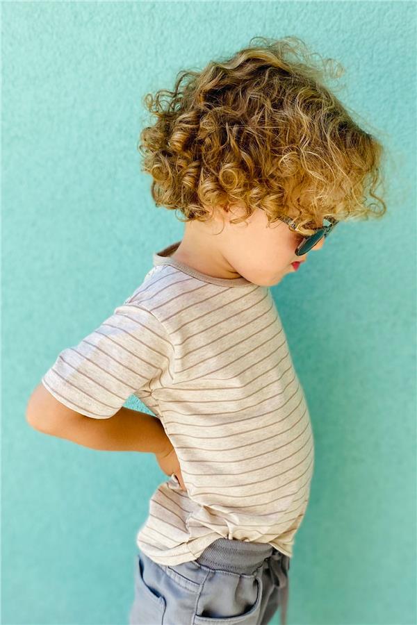 Baby Boy T-Shirt, Striped, Beige Melange (1-1.5 Years)