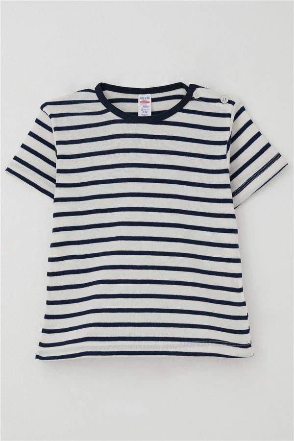 Boys' T-Shirt, Striped, White (Ages 1-4)