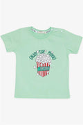 Boys' T-Shirt with Popcorn Print, Aqua Green (Ages 2-6)