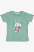 Boys' T-Shirt with Popcorn Print, Mint Green (Ages 2-6)