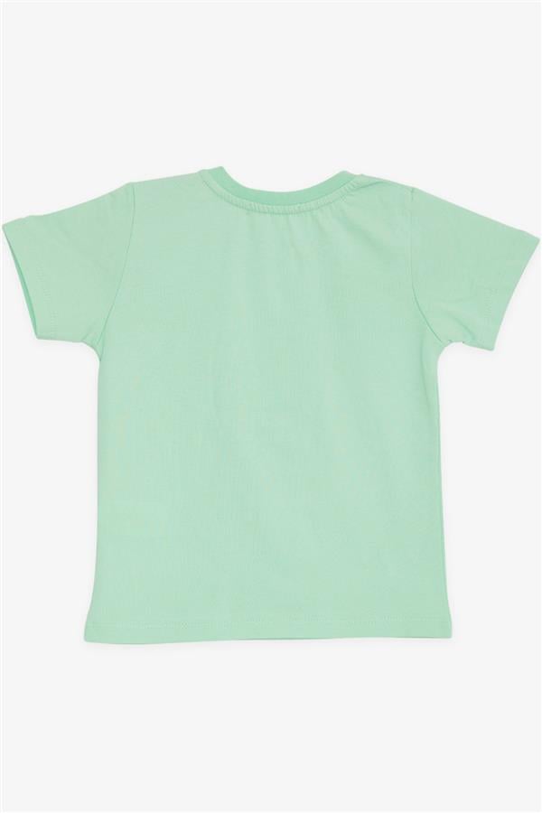 Boys' T-Shirt with Popcorn Print, Aqua Green (Ages 2-6)