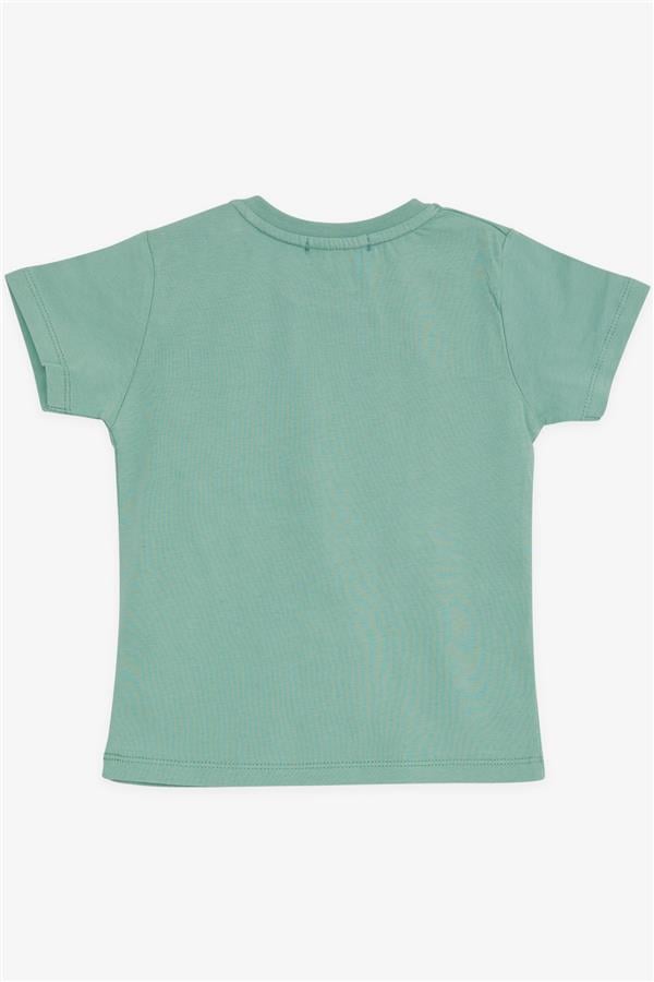 Boys' T-Shirt with Popcorn Print, Mint Green (Ages 2-6)