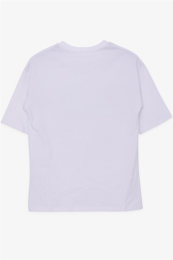 Boys' T-Shirt with Colorful Shoe Print, White (Ages 9-14)