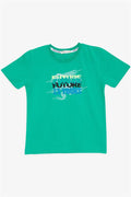 Boys' T-Shirt with Colorful Text Print, Green (Ages 8-14)
