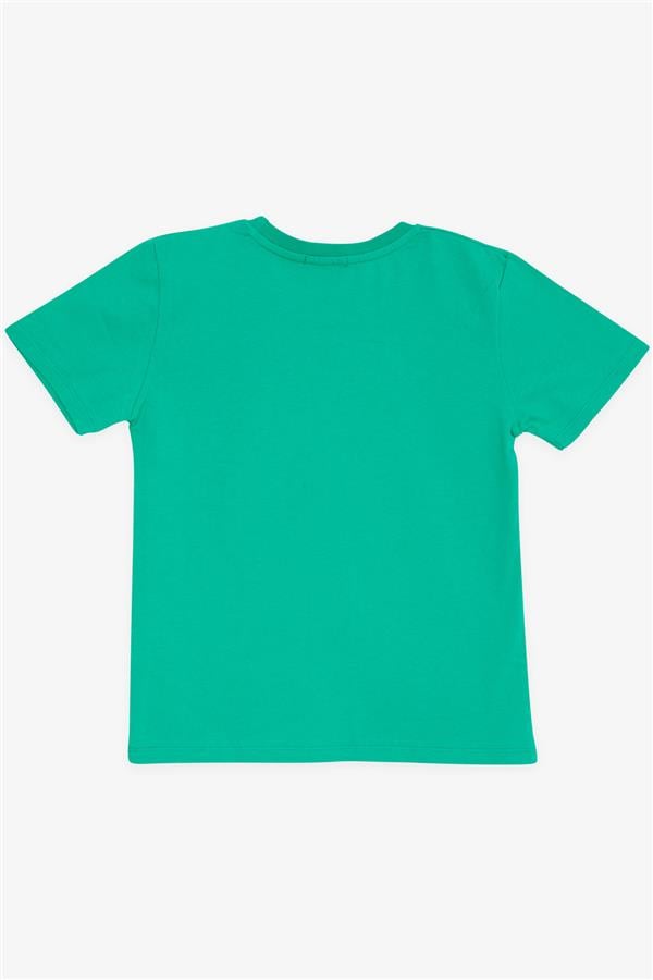 Boys' T-Shirt with Colorful Text Print, Green (Ages 8-14)