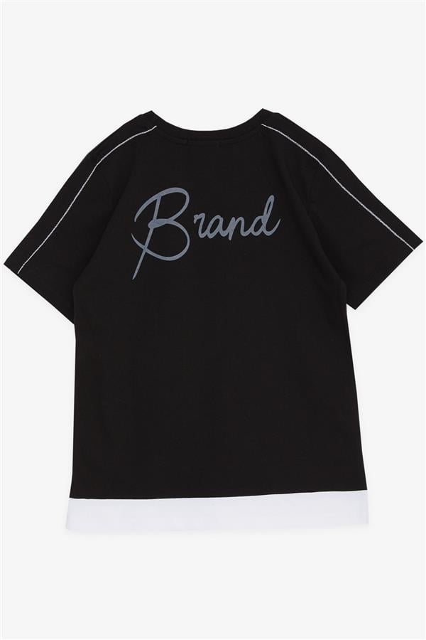 Boys' T-Shirt with Text Print, Black (Ages 8-14)