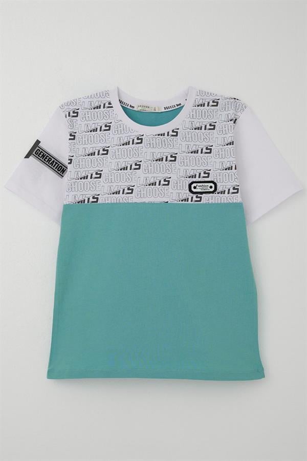Boys' T-Shirt with Printed Text and Emblem, White (Ages 9-16)