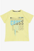 Boys' T-Shirt with Text Print, Neon Yellow (Ages 8-14)
