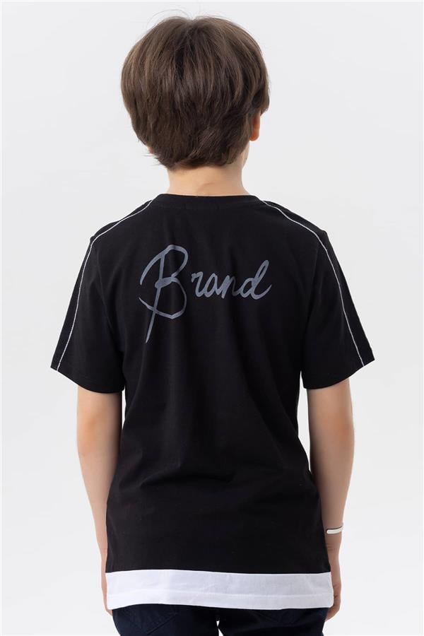 Boys' T-Shirt with Text Print, Black (Ages 8-14)