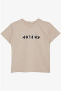 Boys' T-Shirt with Text Print, Beige (Ages 5-10)