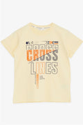 Boys' T-Shirt with Text Print, Yellow (Ages 8-14)