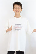 Boys' T-Shirt with Text Print, Off-White (Ages 8-14)