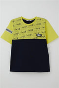 Boys' T-Shirt with Printed Text and Emblem, Yellow (Ages 9-16)