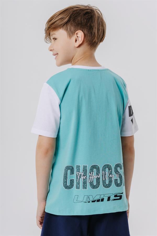Boys' T-Shirt with Printed Text and Emblem, White (Ages 9-16)