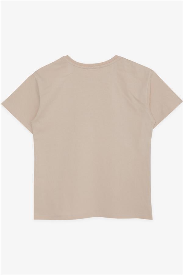Boys' T-Shirt with Text Print, Beige (Ages 5-10)