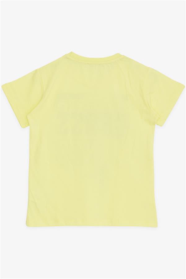 Boys' T-Shirt with Text Print, Neon Yellow (Ages 8-14)