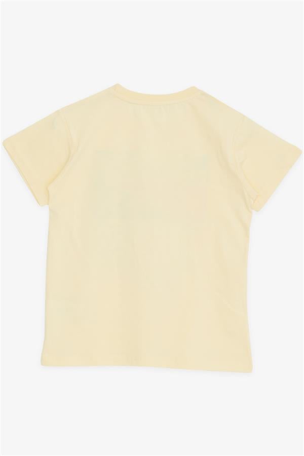 Boys' T-Shirt with Text Print, Yellow (Ages 8-14)