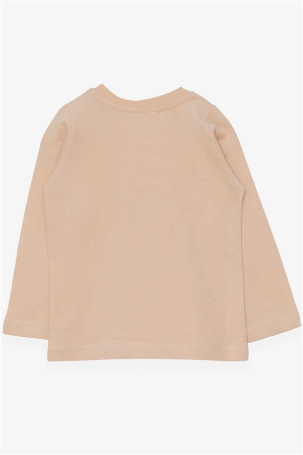 Baby Boy Long-Sleeve T-Shirt with Teddy Bear Print, Beige (1.5-2 Years)