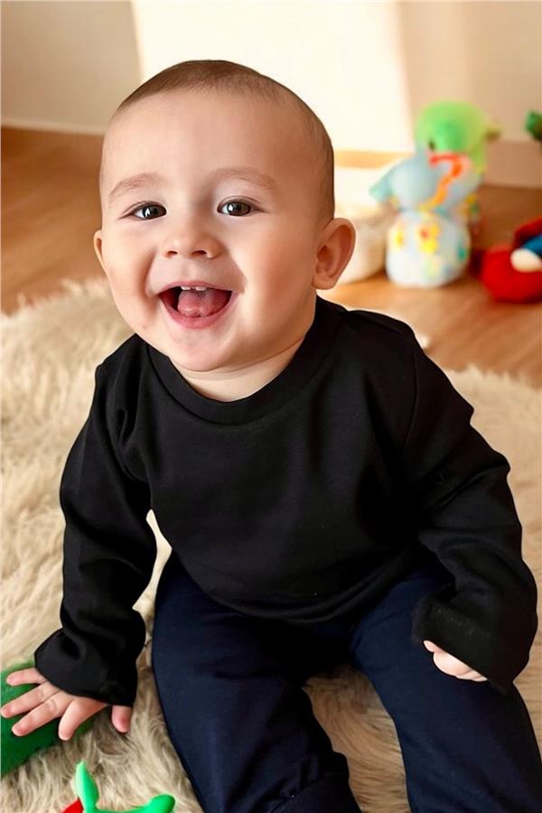 Boys' Long-Sleeve T-Shirt Basic Black (Ages 1-4)