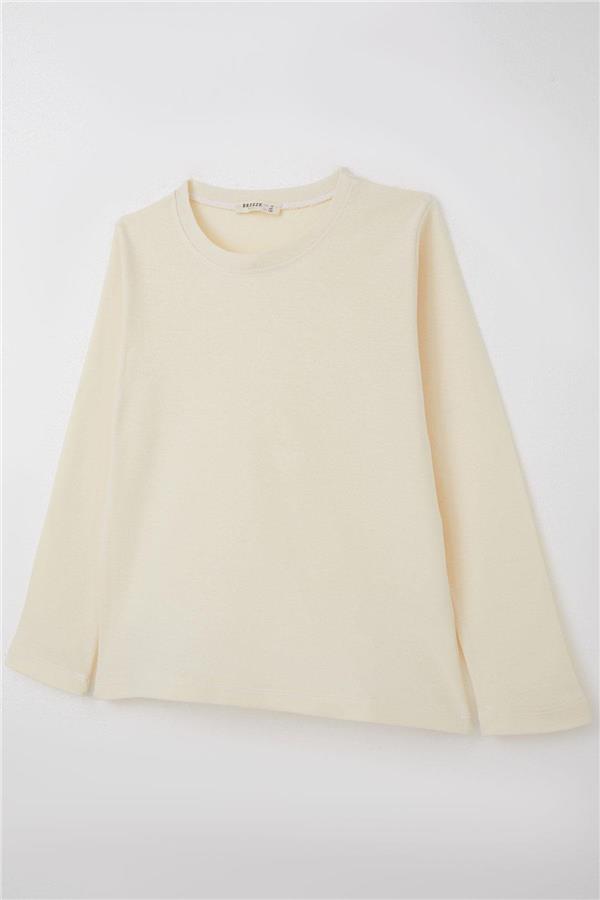 Boys' Long-Sleeve T-Shirt Basic Cream (Ages 9-14)