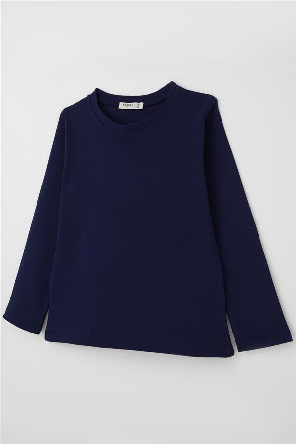Boys' Long-Sleeve T-Shirt Basic Navy Blue (4-8 Years)