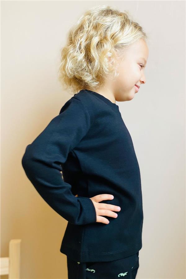 Boys' Long-Sleeve T-Shirt Basic Black (Ages 4)