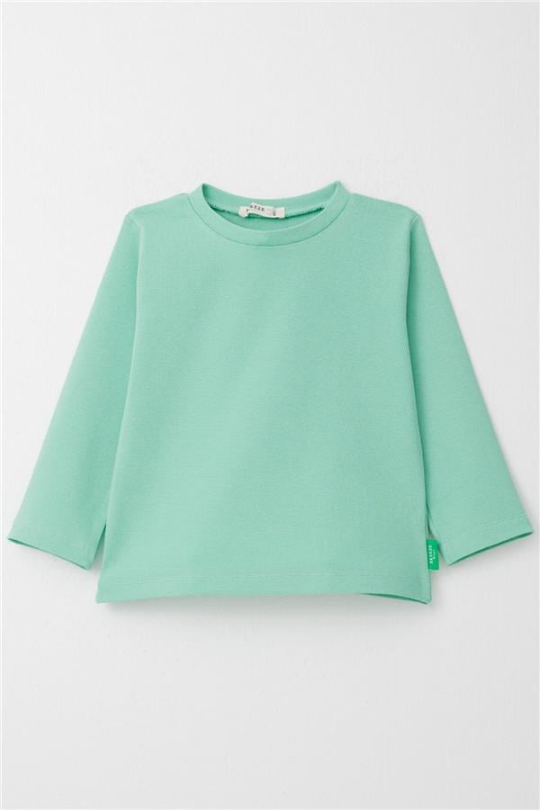 Boys' Long-Sleeve T-Shirt Basic Aqua Green (Ages 1-4)