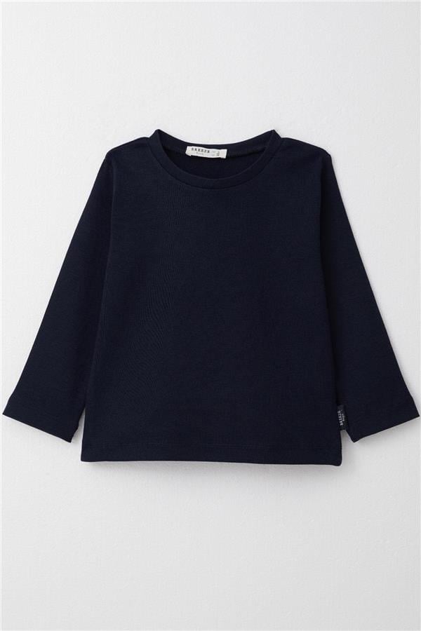 Boys' Long-Sleeve T-Shirt Basic Navy Blue (1-4 Years)