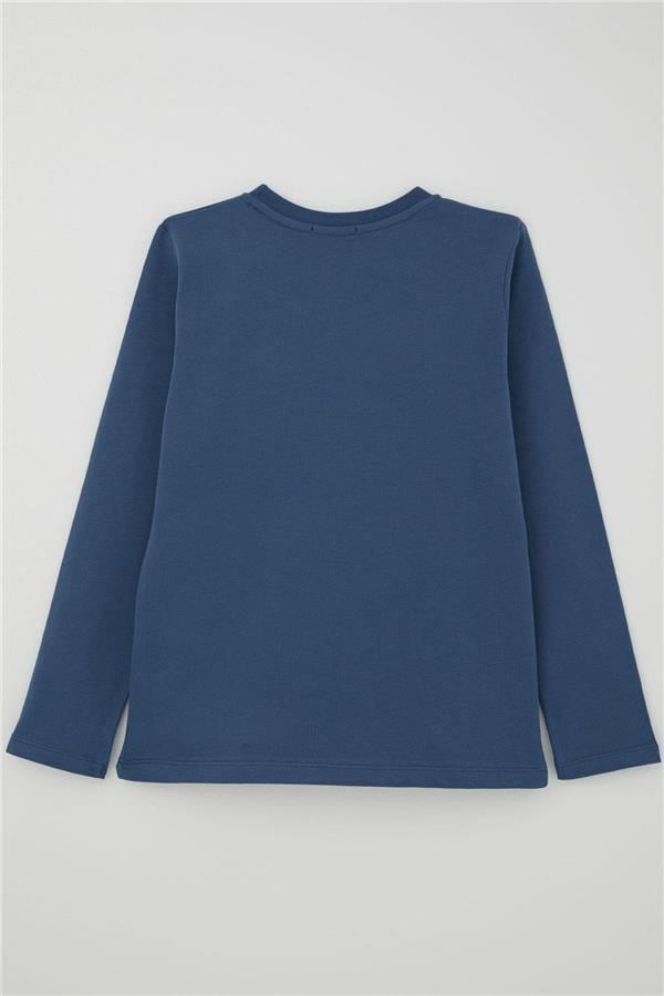 Boys' Long-Sleeve T-Shirt Basic Indigo (Ages 5-14)