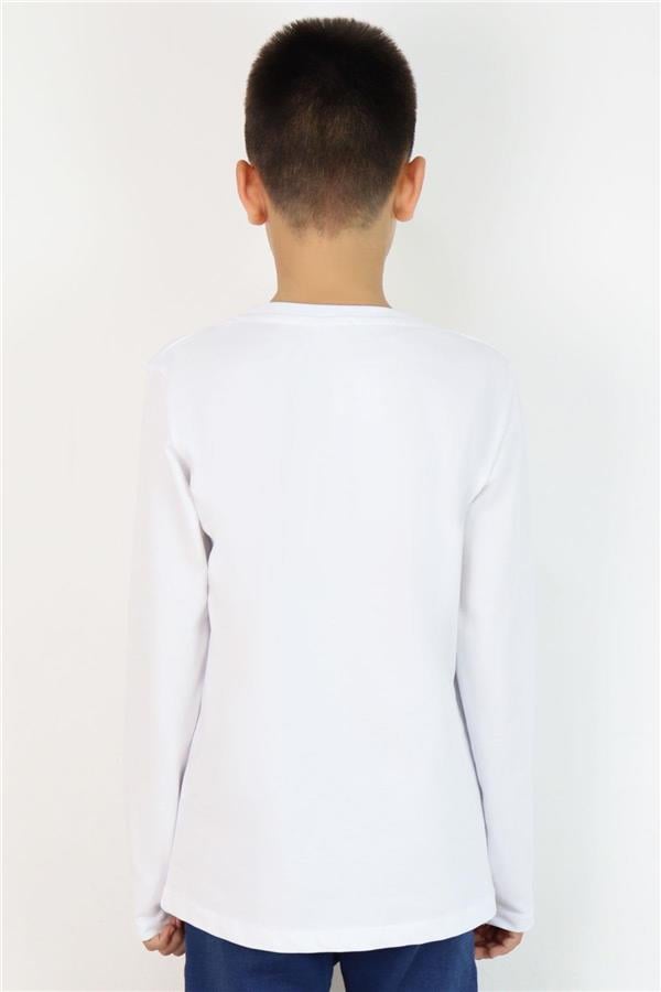 Boys' Long-Sleeve T-Shirt Basic White (Ages 5-14)