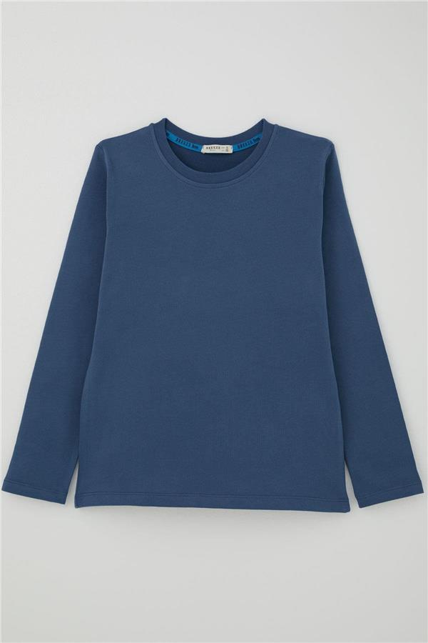 Boys' Long-Sleeve T-Shirt Basic Indigo (Ages 5-14)