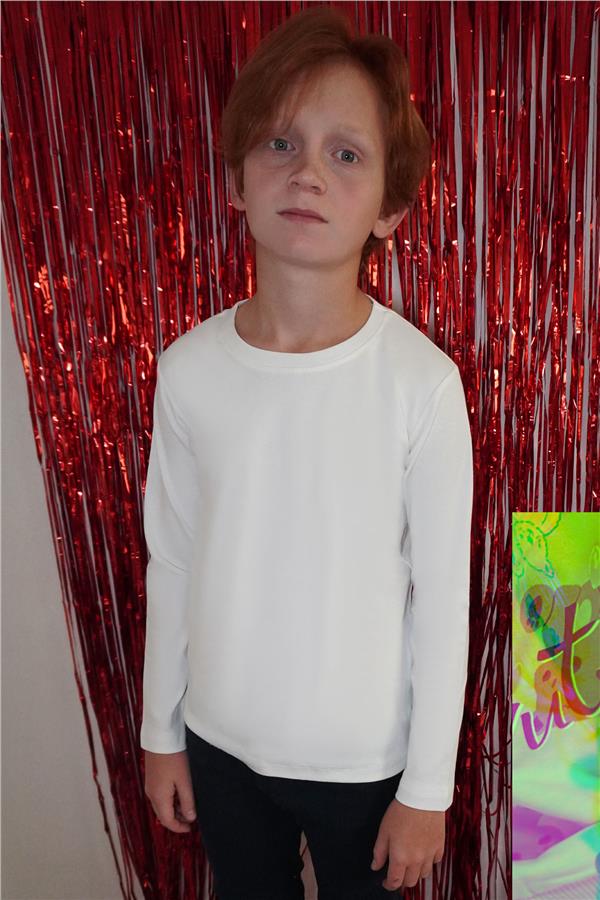 Boys' Long-Sleeve T-Shirt Basic White (Ages 5-14)