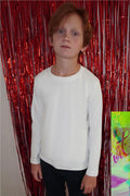 Boys' Long-Sleeve T-Shirt Basic White (Ages 5-14)