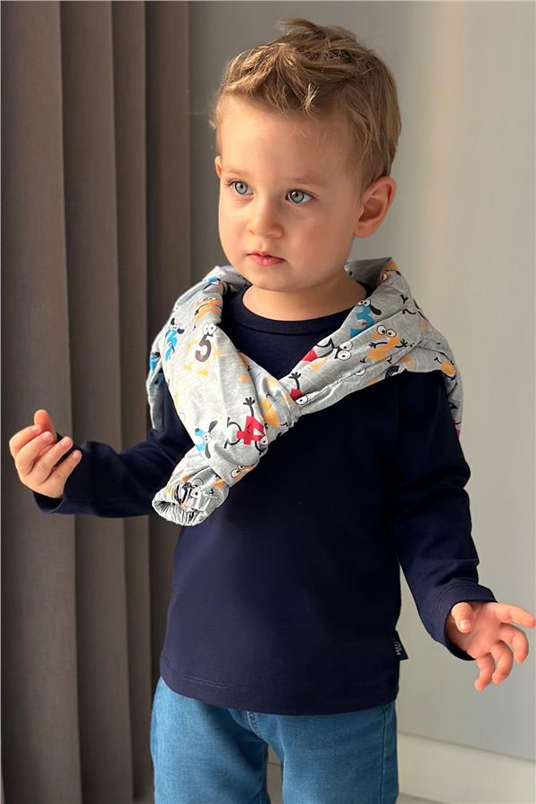 Boys' Long-Sleeve T-Shirt Basic Navy Blue (1-4 Years)