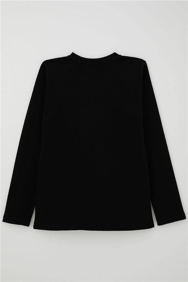 Boys' Long-Sleeve T-Shirt Basic Black (Ages 5-14)