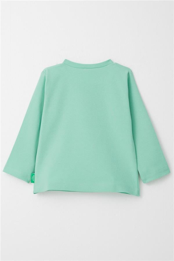 Boys' Long-Sleeve T-Shirt Basic Aqua Green (Ages 1-4)
