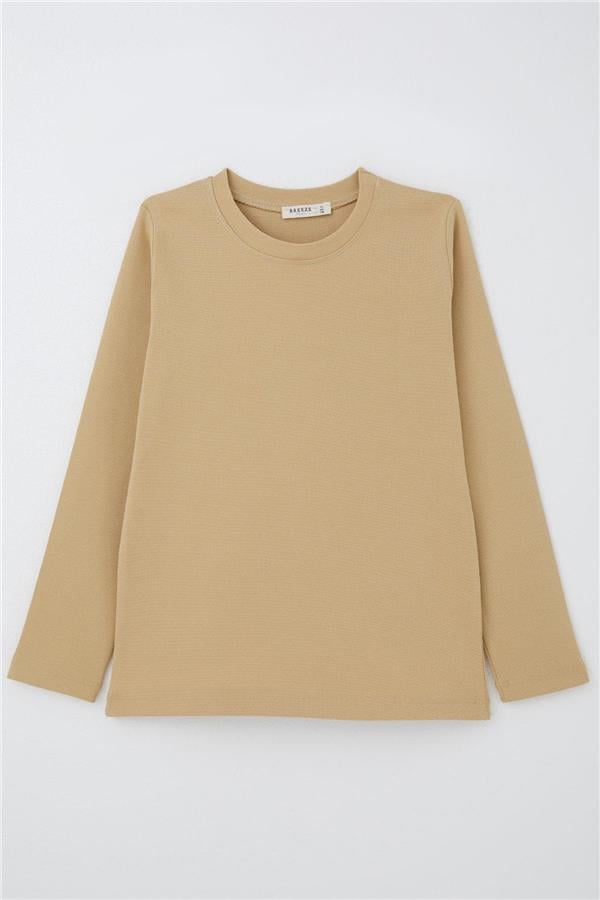 Boys' Long-Sleeve T-Shirt Basic Cream (Ages 9-12)