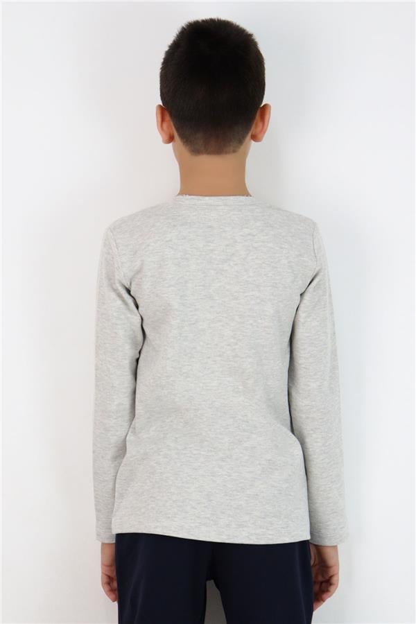 Boys' Long-Sleeve T-Shirt Basic Beige Melange (Ages 9-14)