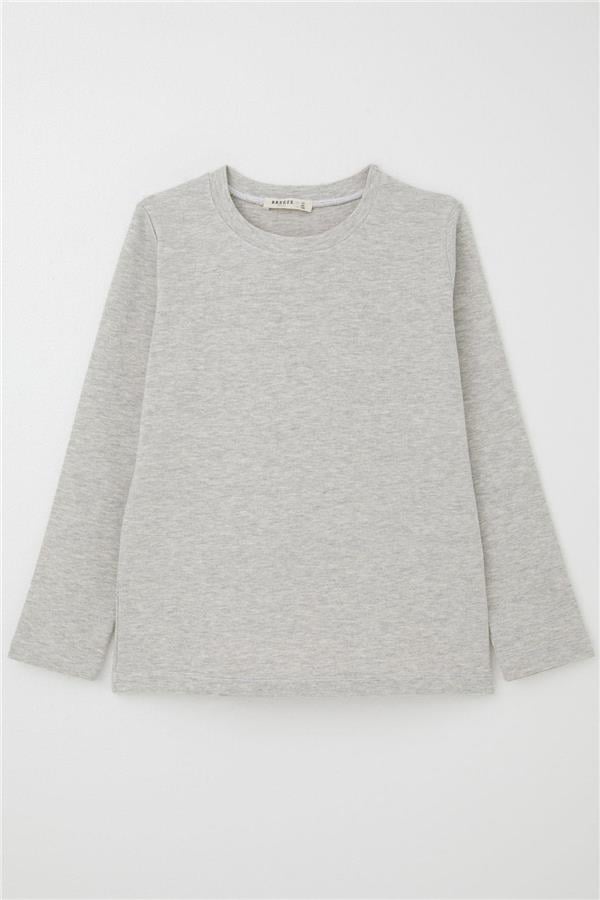 Boys' Long-Sleeve T-Shirt Basic Beige Melange (Ages 9-14)