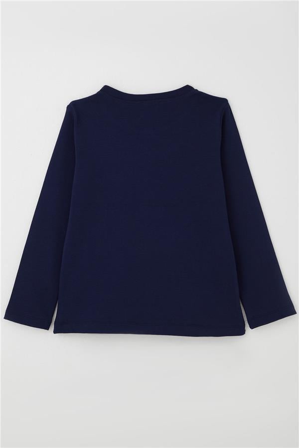 Boys' Long-Sleeve T-Shirt Basic Navy Blue (4-8 Years)