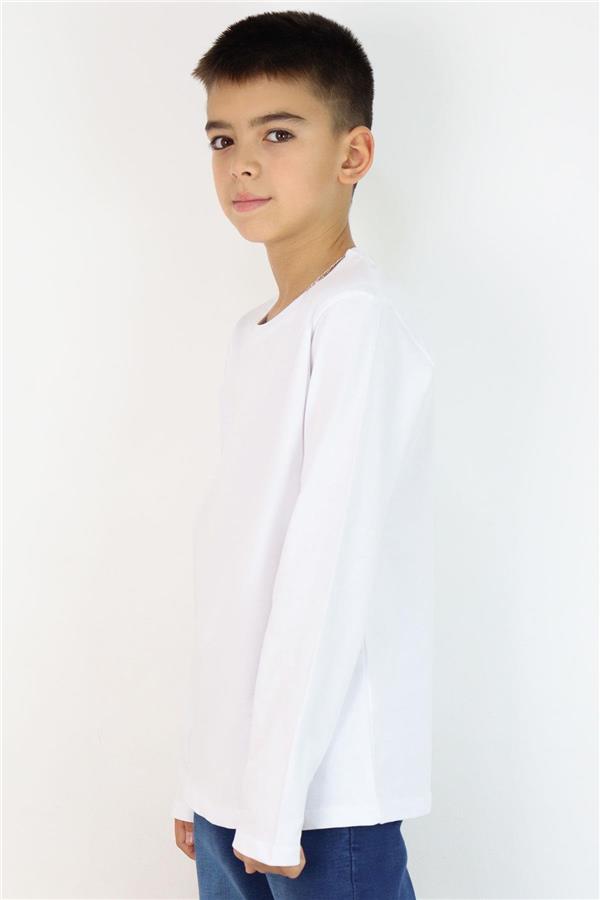 Boys' Long-Sleeve T-Shirt Basic White (Ages 5-14)