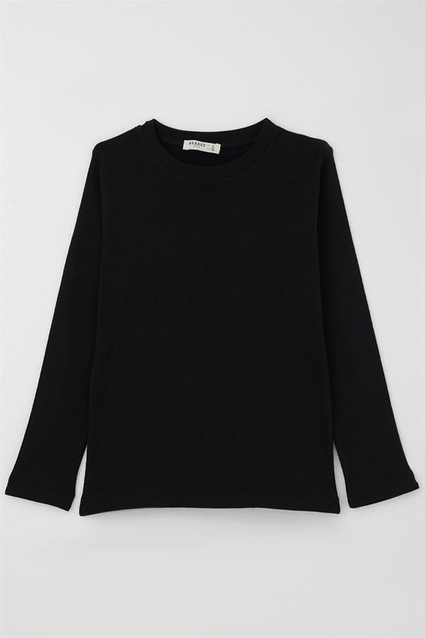Boys' Long-Sleeve T-Shirt Basic Black (Ages 4)
