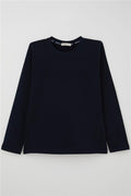 Boys' Long-Sleeve T-Shirt Basic Navy Blue (Ages 5-14)