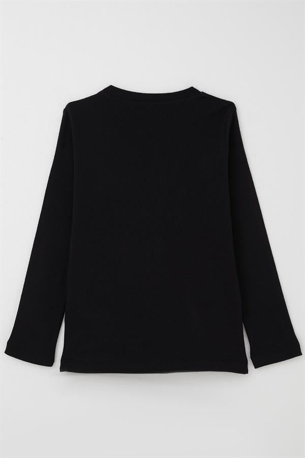 Boys' Long-Sleeve T-Shirt Basic Black (Ages 4)