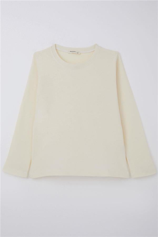 Boys' Long-Sleeve T-Shirt Basic Cream (Ages 9-14)