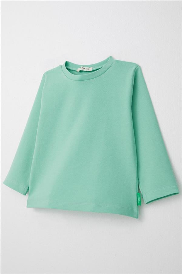 Boys' Long-Sleeve T-Shirt Basic Aqua Green (Ages 1-4)