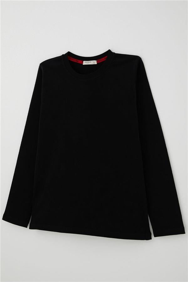 Boys' Long-Sleeve T-Shirt Basic Black (Ages 5-14)