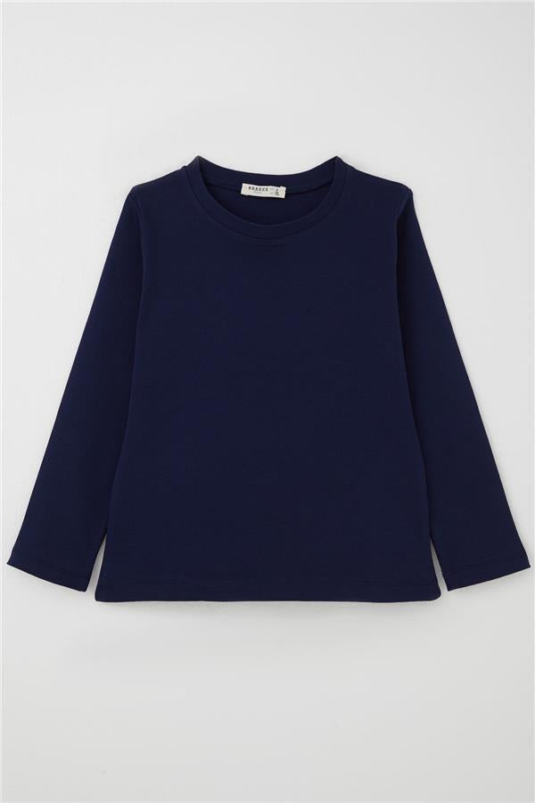 Boys' Long-Sleeve T-Shirt Basic Navy Blue (4-8 Years)