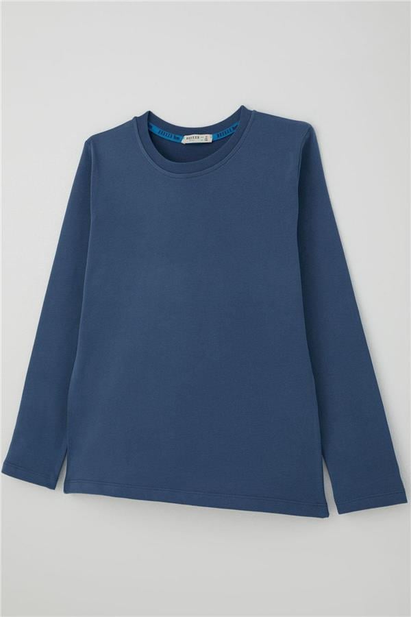 Boys' Long-Sleeve T-Shirt Basic Indigo (Ages 5-14)