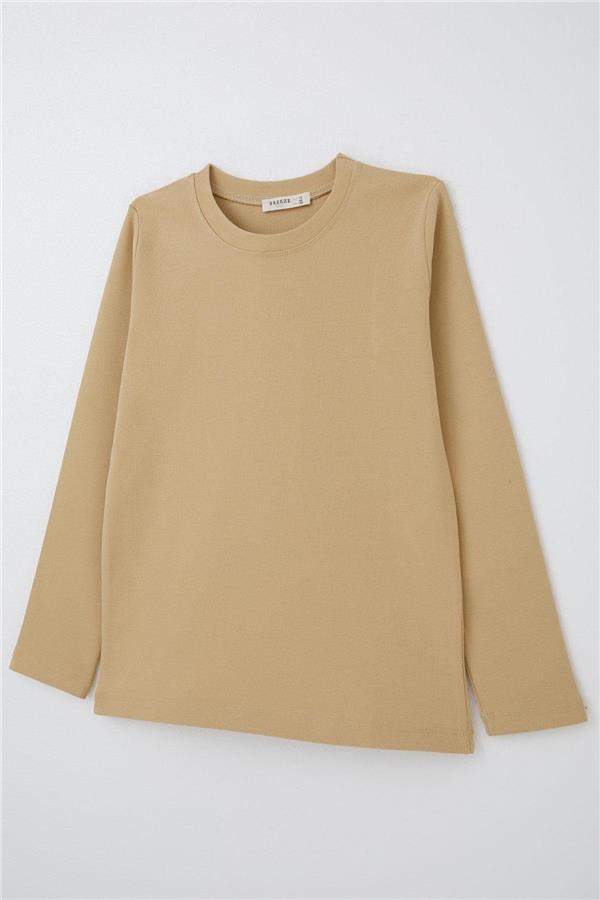 Boys' Long-Sleeve T-Shirt Basic Cream (Ages 9-12)